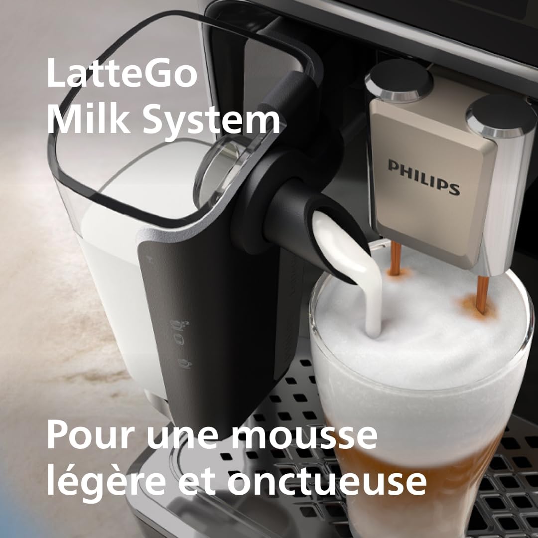 Expresso broyeur Série 5400 (EP5547/90) – 12 Spécialités de Café,Carafe LatteGo facile à nettoyer,4 Profils Utilisateur,Machine à café à grain Noir Chrome