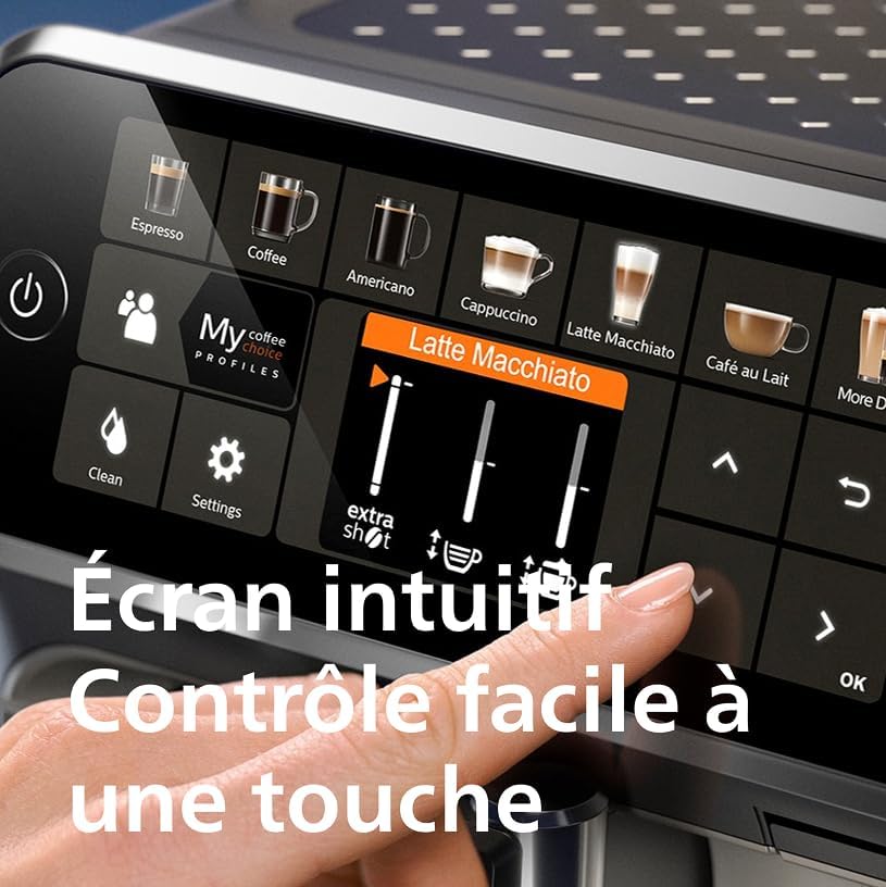 Expresso broyeur Série 5400 (EP5547/90) – 12 Spécialités de Café,Carafe LatteGo facile à nettoyer,4 Profils Utilisateur,Machine à café à grain Noir Chrome